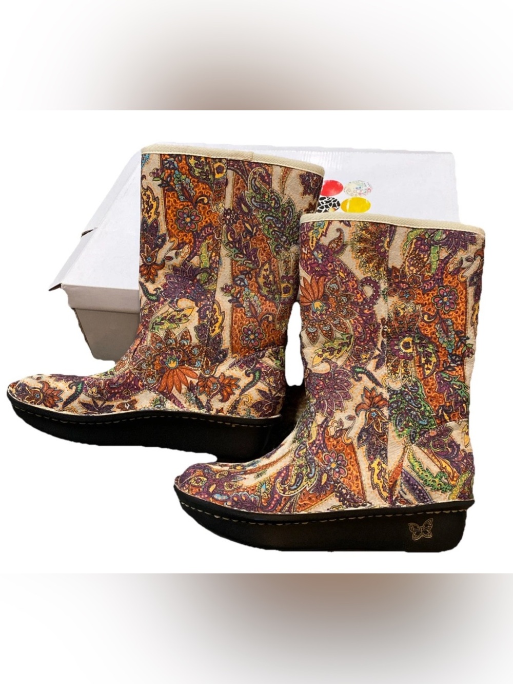 Alegria Sedona Paisley Glitter Fur Lined Boots SED-508 Womens Sz 38/US 8-8.5